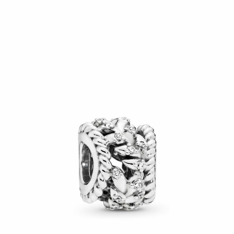 Pandora Dazzling Grain Swirls Charm - Sterling Silver/Cubic Zirconia - Canada | DJ3303JC